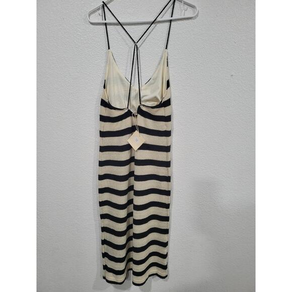 Atelier Evene Paris Women's Black‎ and Cream Striped Strap Dress size S/M #P3 - Picture 3 of 8